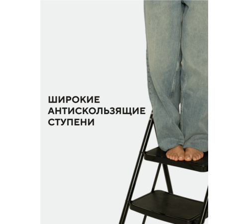 Стремянка 4-х ступенчатая Alterno с широкими антискользящими ступенями. Black Edition Exclusive Стремянка 4-х ступенчатая Alterno с широкими антискользящими ступенями. Black Edition Exclusive